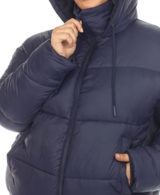 Plus Size Quilted Puffer Crop Jacket with Hood