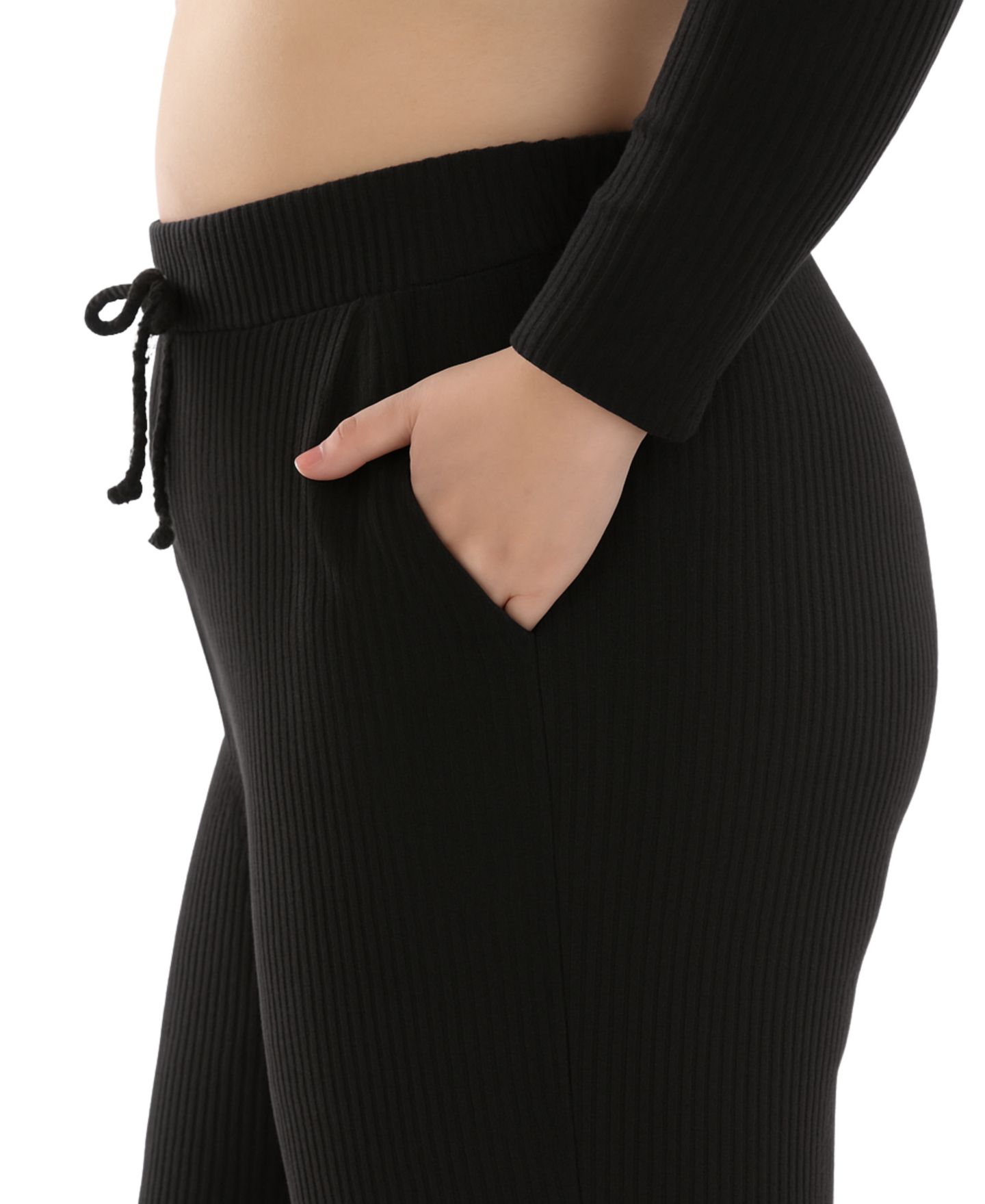 White Mark Plus Size Super Soft Two Piece Ribbed Set, цвет: Чёрный — фото 4