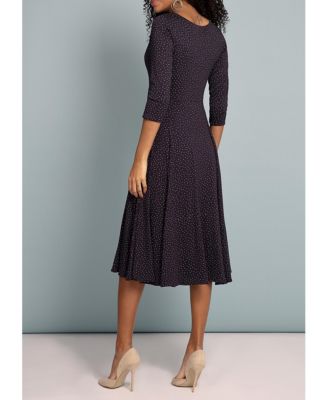 Women's Annie V-Neck 3/4 Sleeve Midi Dress