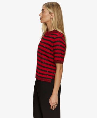 Women's Short-Sleeve Shine Sweater T-Shirt