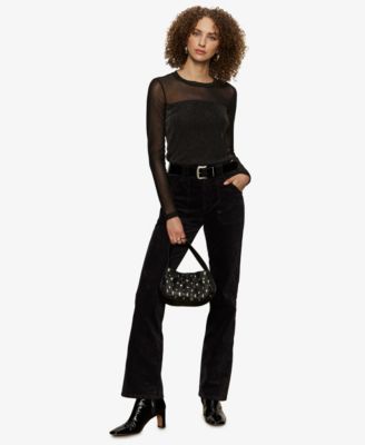 Women's Sparkle Mesh Long-Sleeve Top