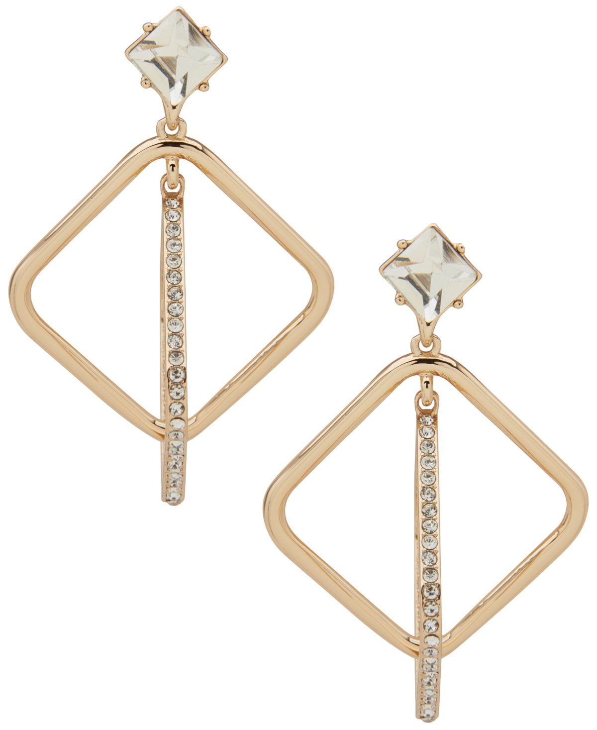 Karl Lagerfeld Glass Stone Pave Orbital Earrings In Gold