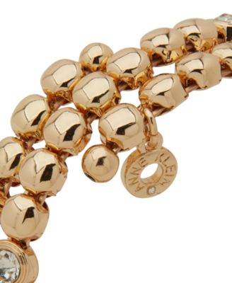 Gold-Tone Bezel Stone Crystal Star Coil Bracelet