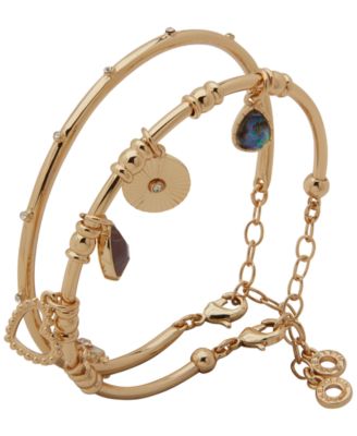 Anne Klein - 2-Pc. Gold-Tone Charm Cuff Bracelet Set