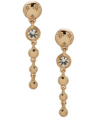 Anne Klein - Crystal Bezel Stone Gold-Tone Star Linear Earrings