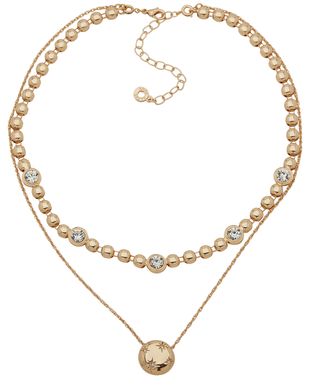 Anne Klein 2 in 1 Glass Bezel Stone Crystal Star Multirow Necklace