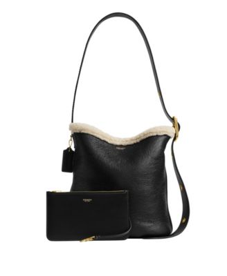 Bleecker Medium Shearling Trim Bucket Bag