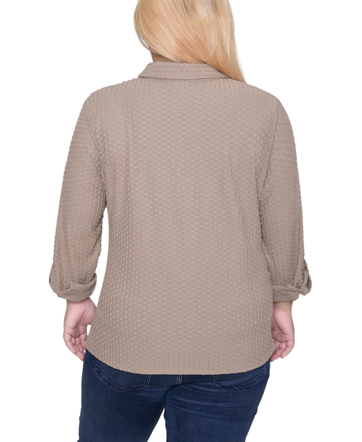 Ny Collection Women's Plus Long Sleeve Textured Knit Top