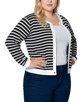 Women's Plus Size Long sleeve Ribbed Cardigan Sweater