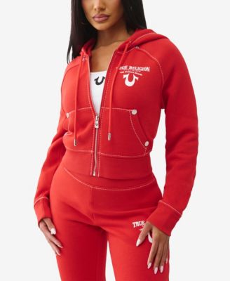 Women's Crystal Wing Shrunken Zip Sweater