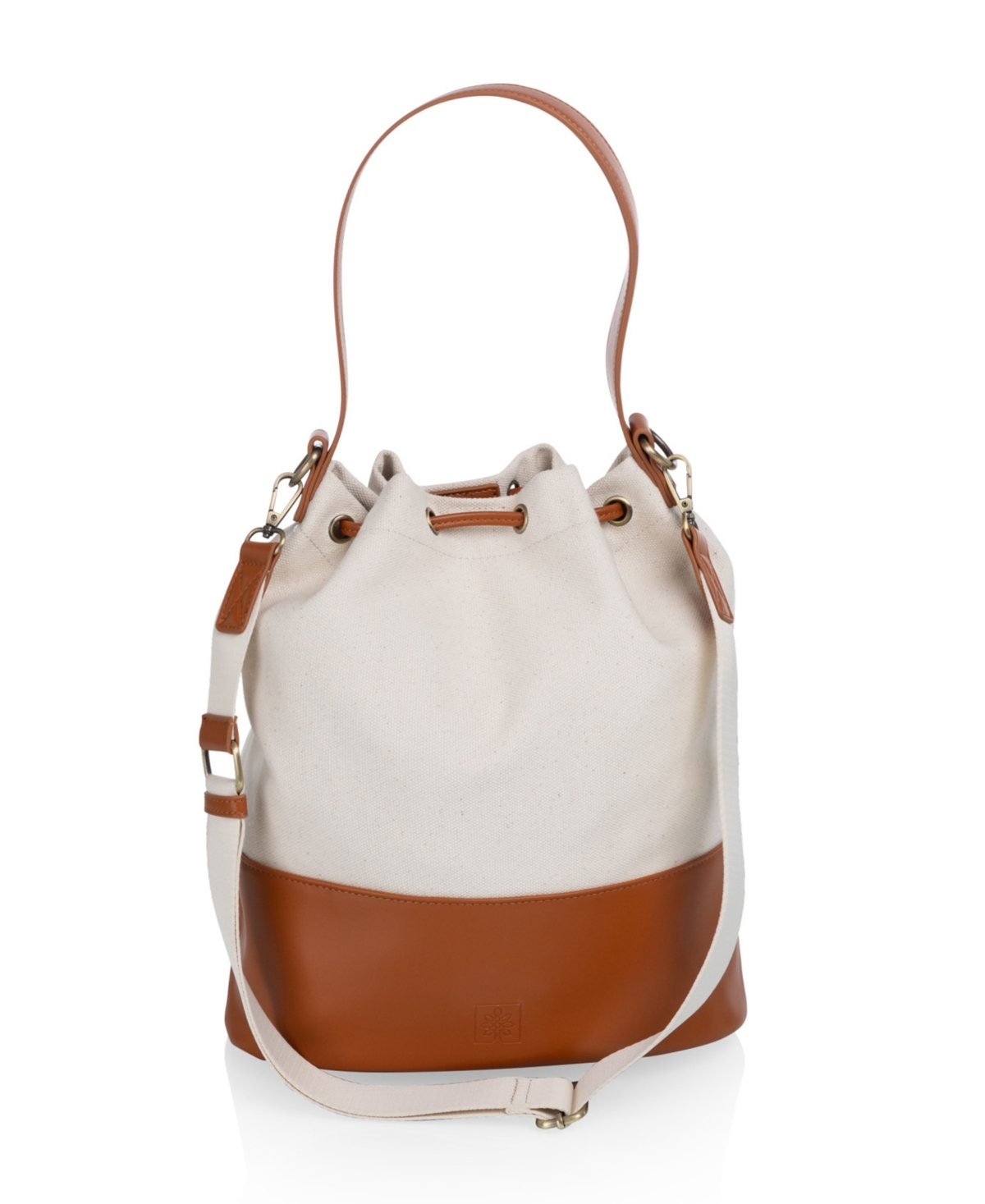 Picnic Time Sirolo Canvas And Leatherette 11.8" Bucket Tote Bag In Multi