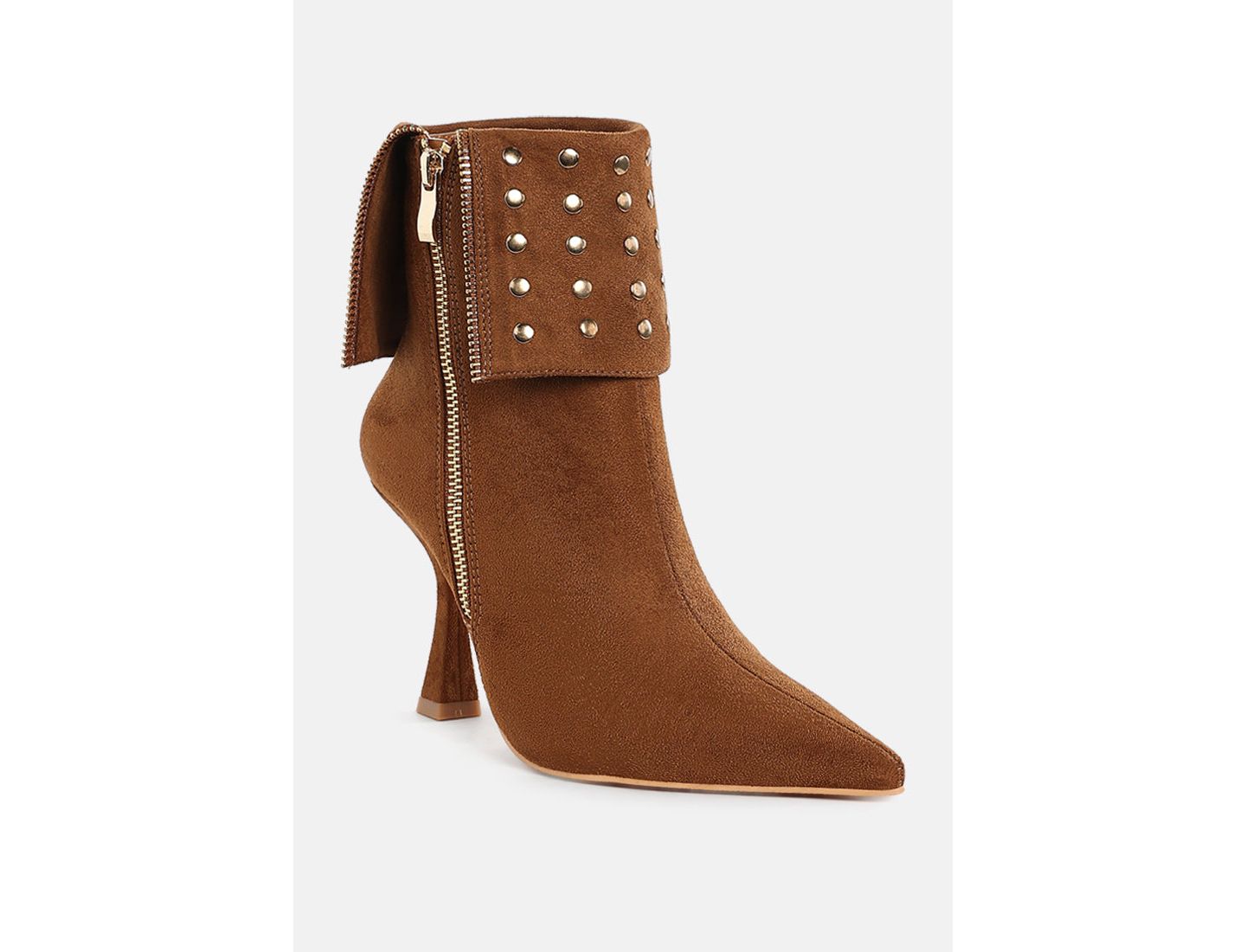 Женские ботинки London Rag Piccini Stud Embellished Foldover, цвет: Бежевый / Хаки — фото 5
