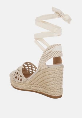 Womens Sea Breeze Woven Lace-Up Espadrille Wedges