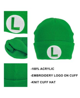 Men's Luigi Logo Embroidery Standard Cuff Acrylic Knit Beanie Cuff Beanie