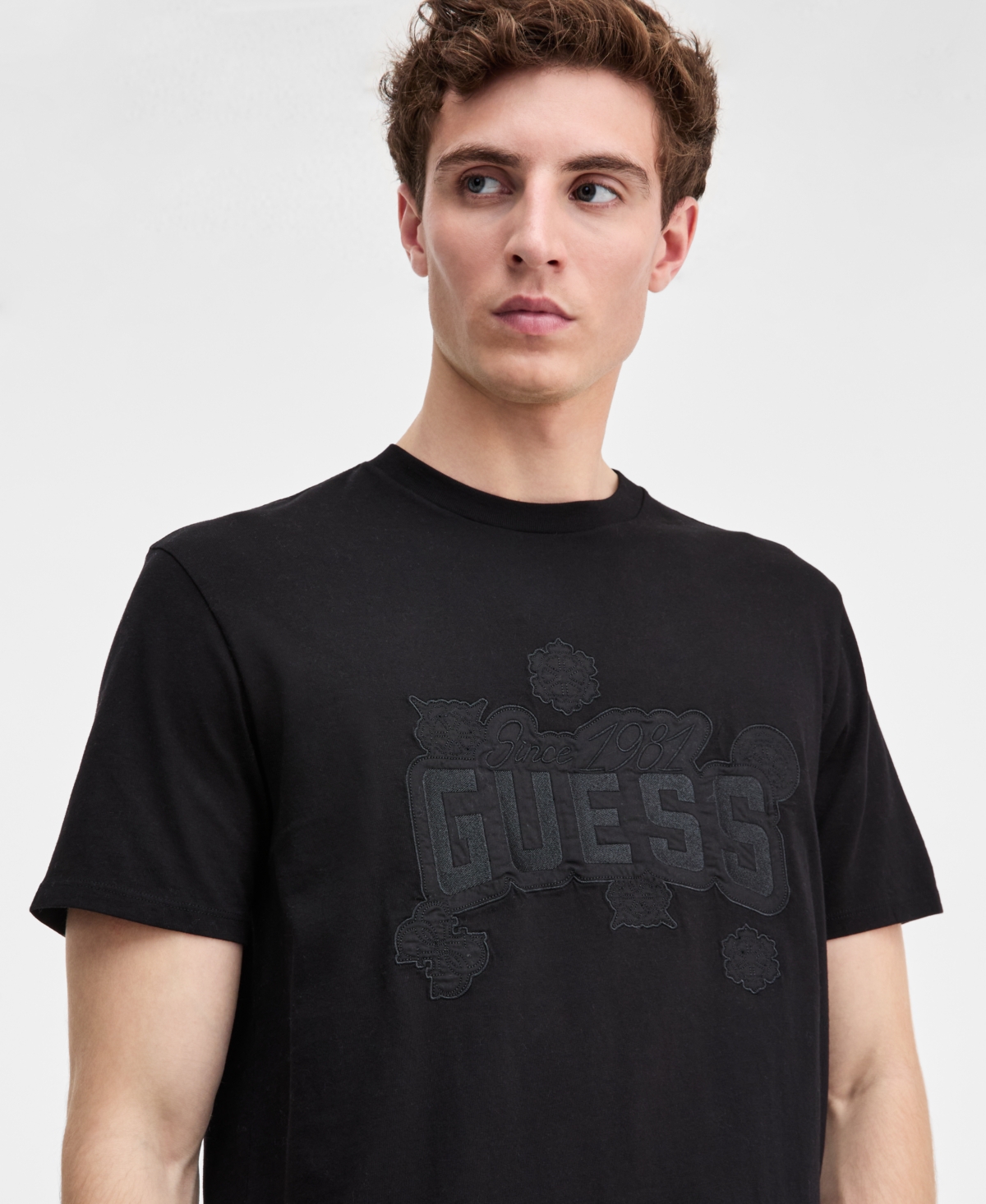 Guess Men's Peony Stitch Short-Sleeve Graphic T-Shirt