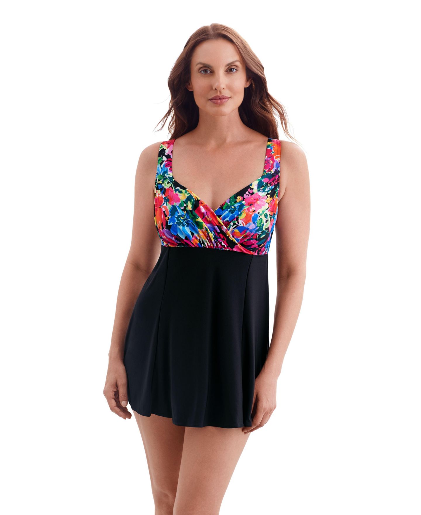 Женское платье Longitude Fine China Draped Crossover Long Torso Swim Dress, цвет: Blooming Bouquet — фото 1