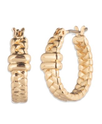 Lauren Ralph Lauren - Gold-Tone Herringbone Hoop Earrings