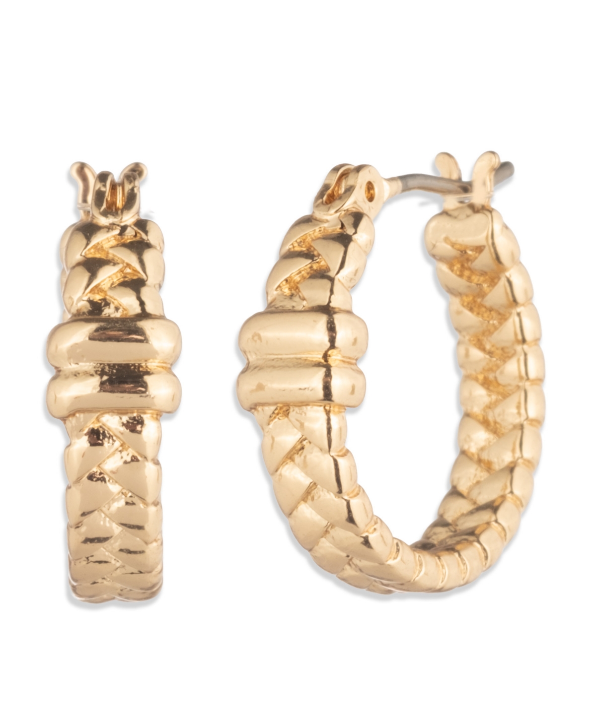 Ralph Lauren Gold-tone Herringbone Hoop Earrings In Gold