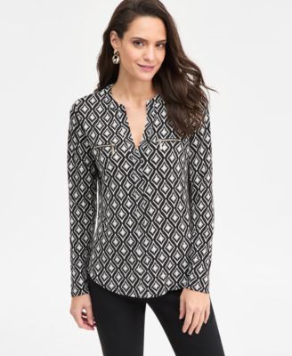 Women's Printed Zip Pocket Top, Macy's Exclusive