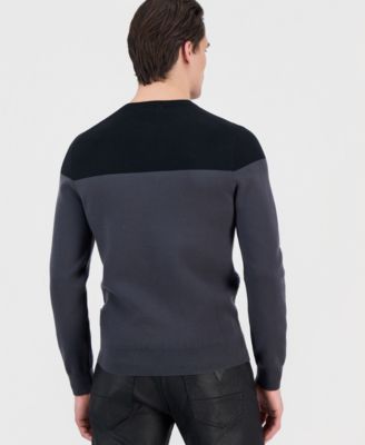 Men's Kantu Two-Tone Crewneck Logo Sweater