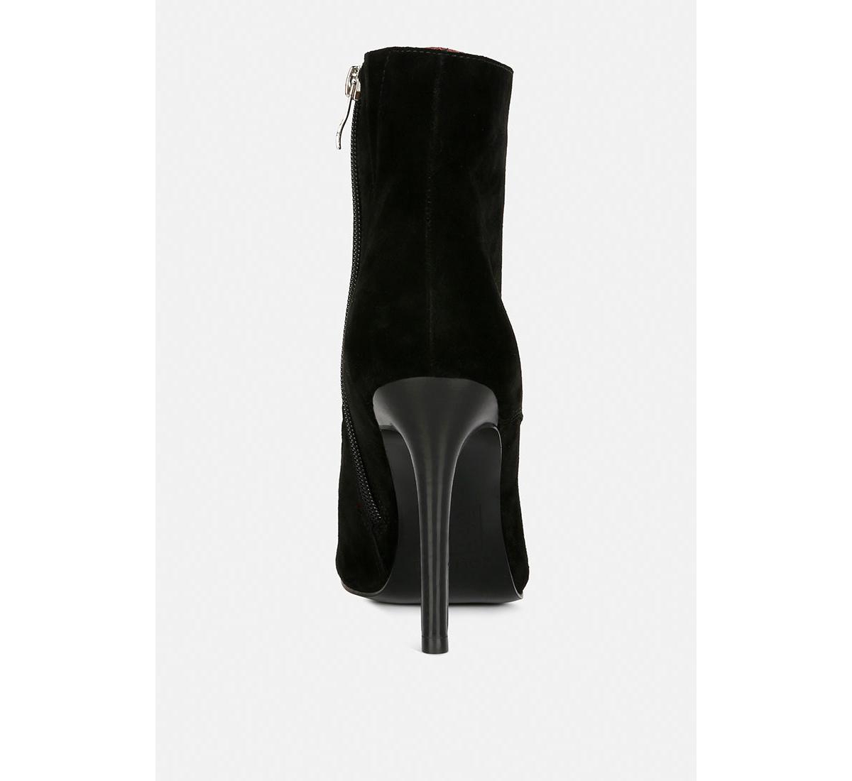 Sulfur Womens Suede Leather Stiletto Ankle Boot