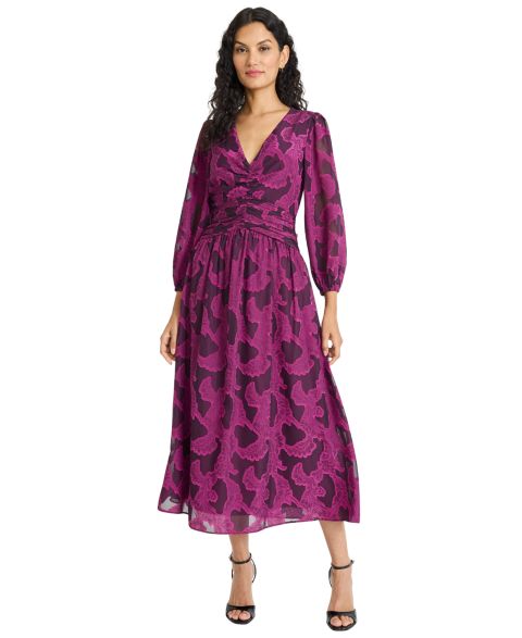 Женское платье Maggy London Long-Sleeve Midi, цвет: Пурпурный