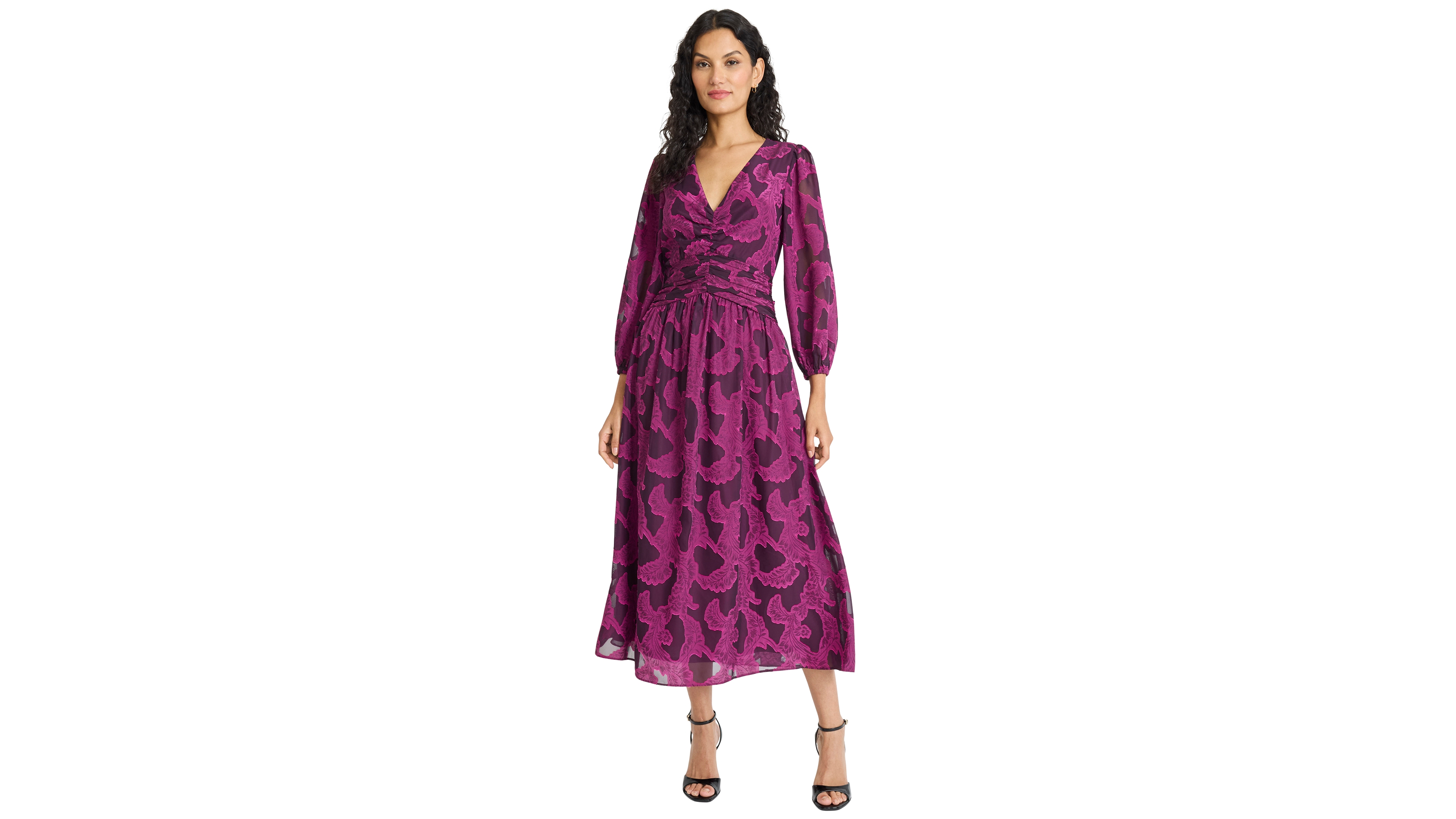 Maggy London Women's Long-Sleeve Midi Dress