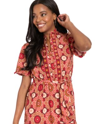 Women's Ruffle Neck Tiered Maxi Dress