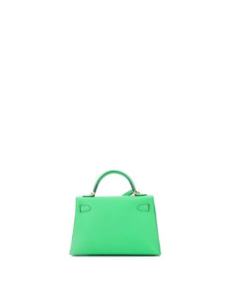 Kelly 20 Handbag Green Chevre Mysore with Gold Hardware