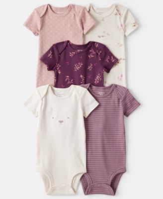 Carter's - Baby Girls 5-Pack Short-Sleeve Bodysuits Set