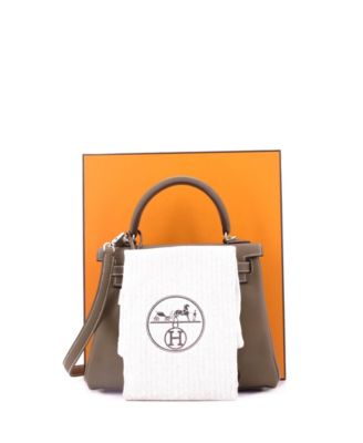 25 Handbag Grey Swift with Palladium Hardware
