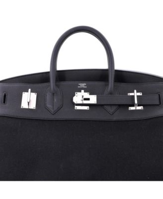  HAC 40 Handbag Toile and Black Togo with Palladium Hardware