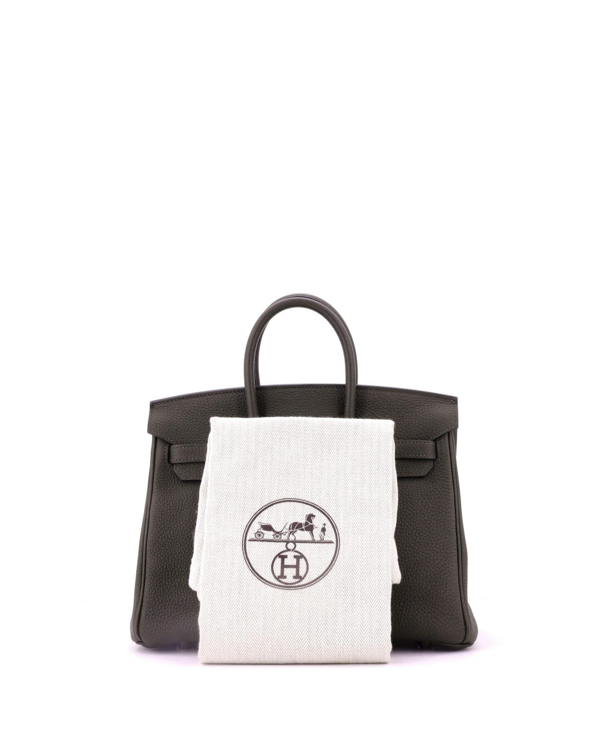 Pre-Owned Hermes Birkin 25 Handbag Green Togo with Palladium Hardware