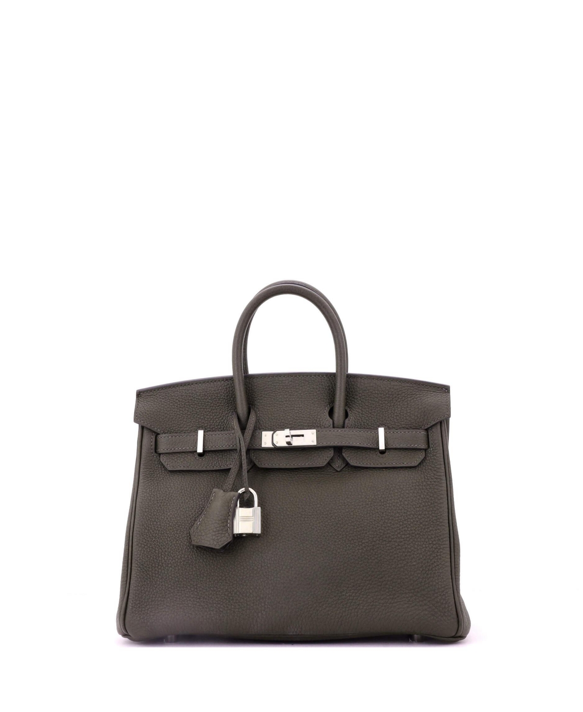 Pre-Owned Hermes Birkin 25 Handbag Green Togo with Palladium Hardware