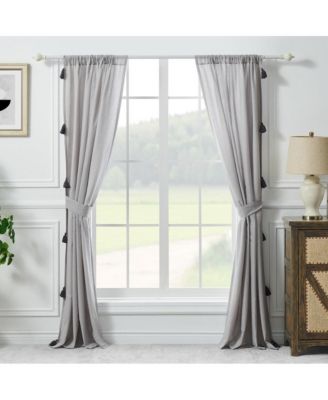 Greenland Home Fashion Monterrey 3" Rod Pocket Light Filtering Curtain Panel Pair Each Panel 42" x 84" Gray