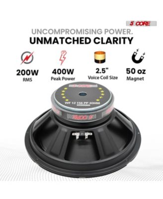 400W 12" 4Ohm Car Subwoofer Pair with Poly Cone Replacement Woofer