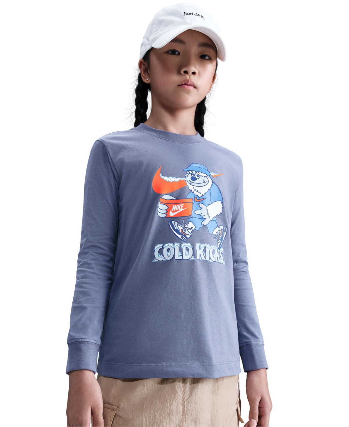 Nike Girls Sportswear Printed Long-Sleeve T-Shirt