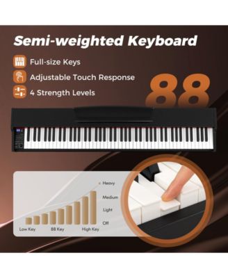 88-Key Semi-Weighted Digital Piano Set with Adjustable Stand and Triple Pedals