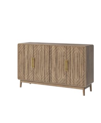 Storage Cabinet With Carved 4 Door Adjustable Layer Board