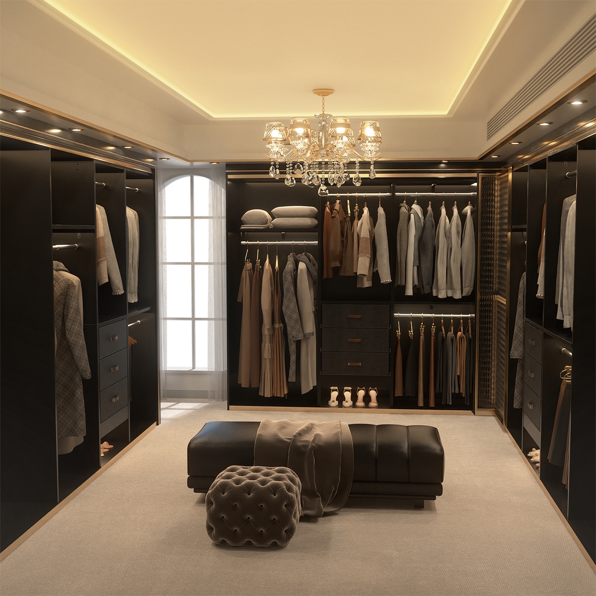 Aheaplus 5FT Small Closet Organizer System with 3 Fabric Drawers, 60" Shelving Towers