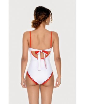 Women's Red Coral Reversible V-Neck One-Piece Swimsuit