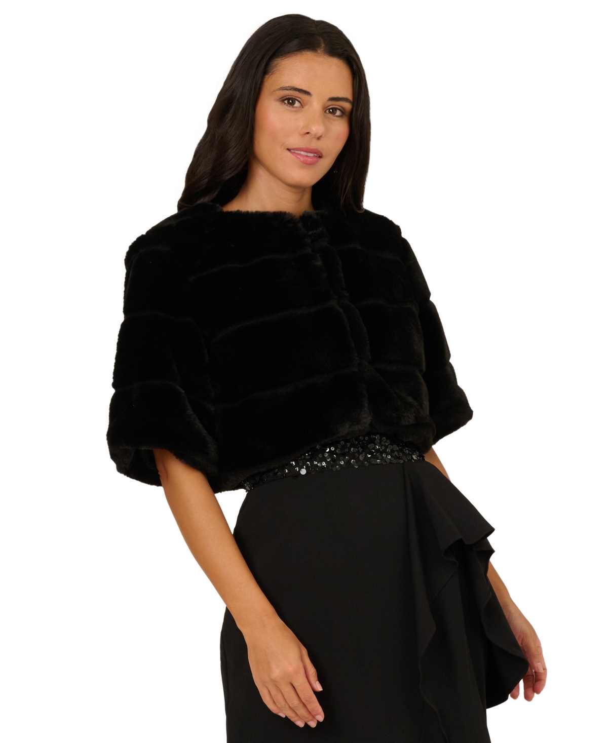 Adrianna Papell Women's Faux Fur Bolero Jacket