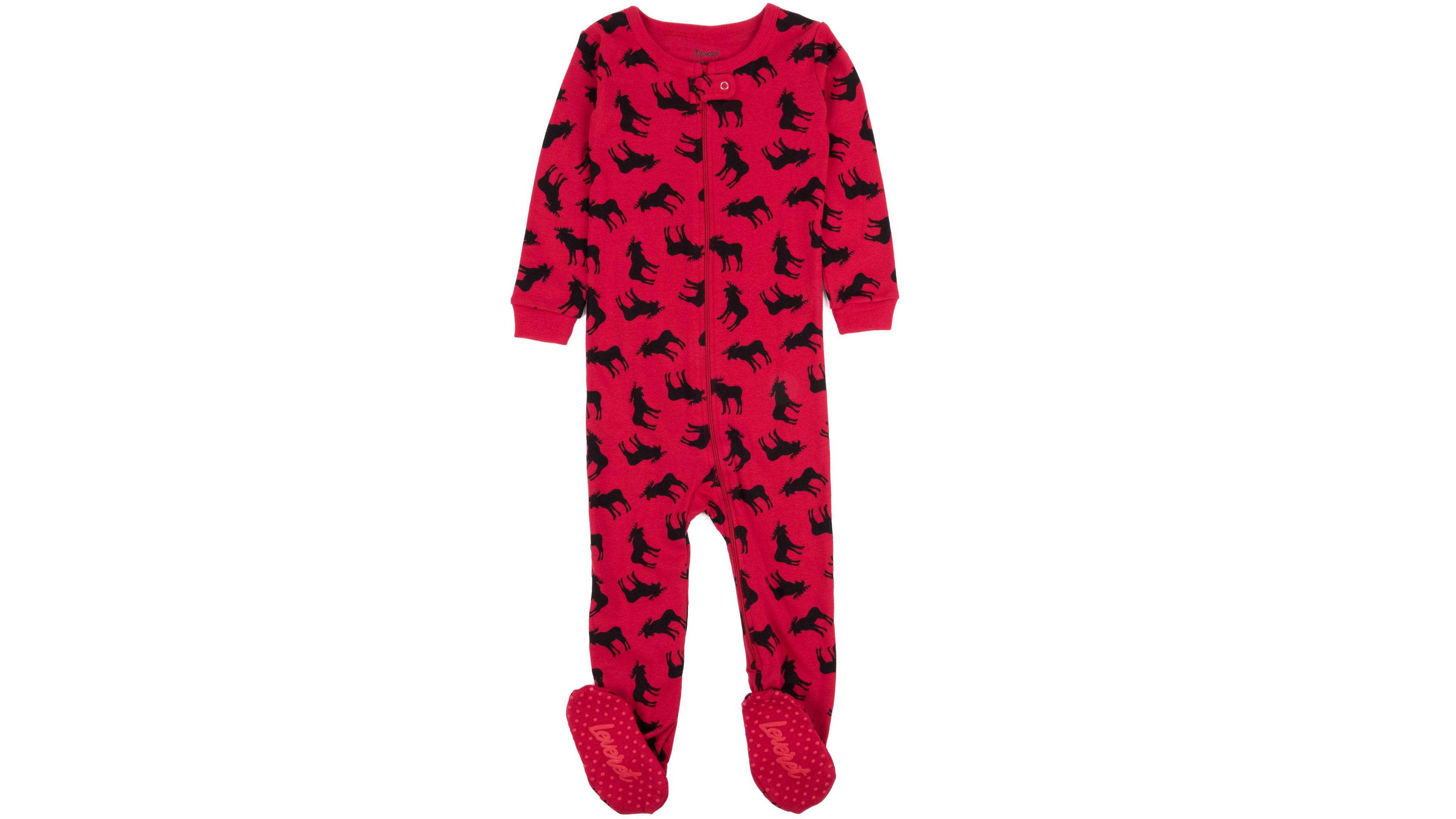 Leveret Toddler Footed Cotton Pajamas, Penguin Print , Matching Family Christmas Pajamas