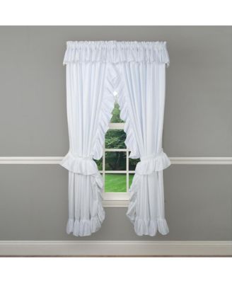 2-Piece Ruffled Priscilla Window Curtain Panel Pair with ties - 80x84" White