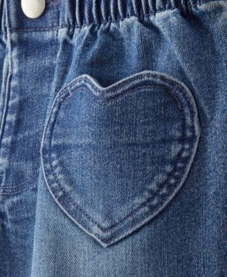 Girls' Toddler 2T-5T Heart Pocket Barrel Jeans