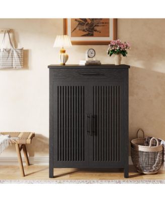 Shoe Cabinet, 5-Tier Shoe Storage Cabinet with Louvered Doors and Drawer