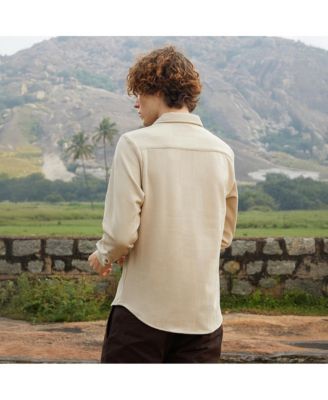 Men's Saltbox Beige Solid Knit Shirt