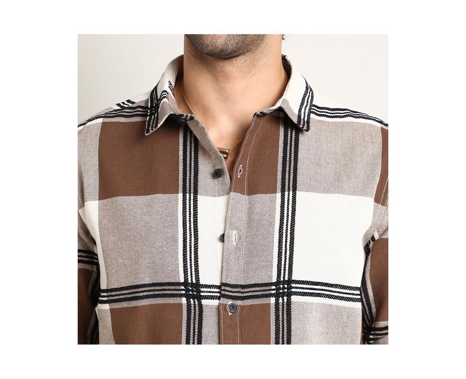 Men's Russet Brown Overlap Buffalo Shirt