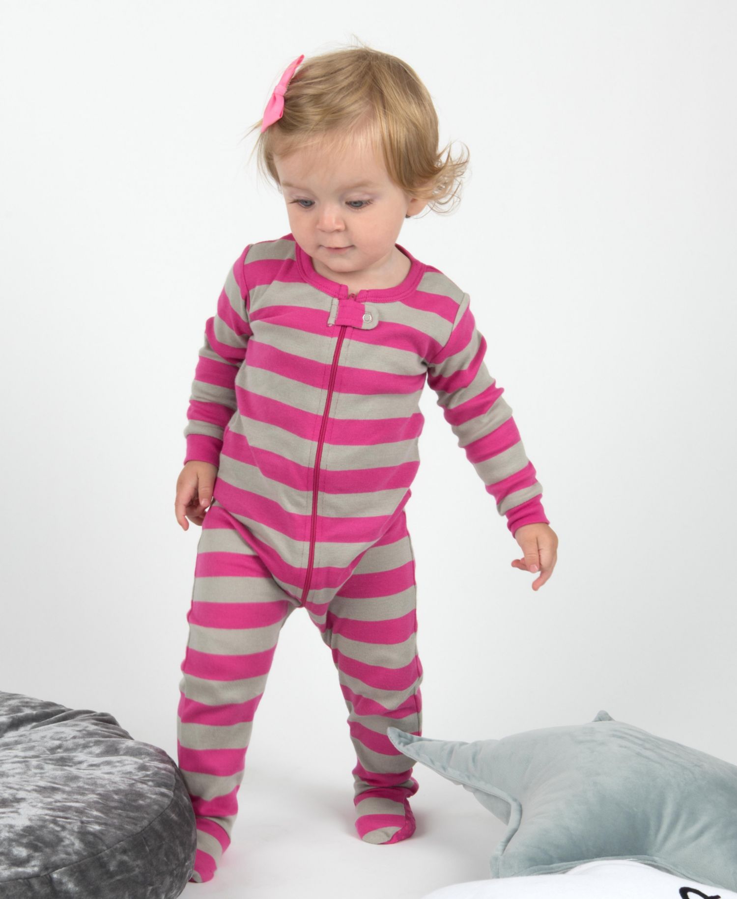 Toddler Footed Cotton Striped Holiday Pajamas