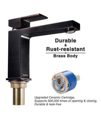 Wall Mount Ceramic Sink w/ Bathroom Square Single Handle Faucet ORB